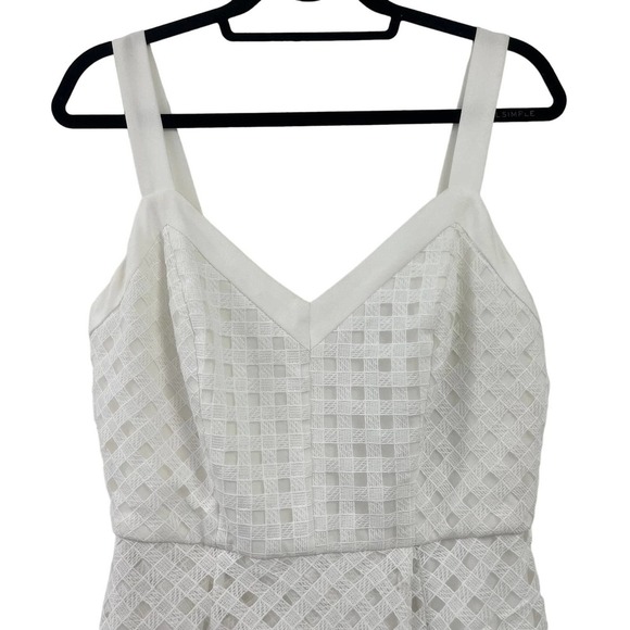 NWT Adelyn Rae Sleeveless White Mini Dress with Lattice Overlay Medium - Picture 2 of 9
